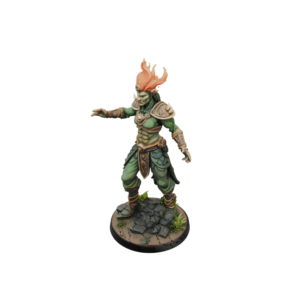 Camo Fire Genie Efreet — tabletop minis 3D print model, STL