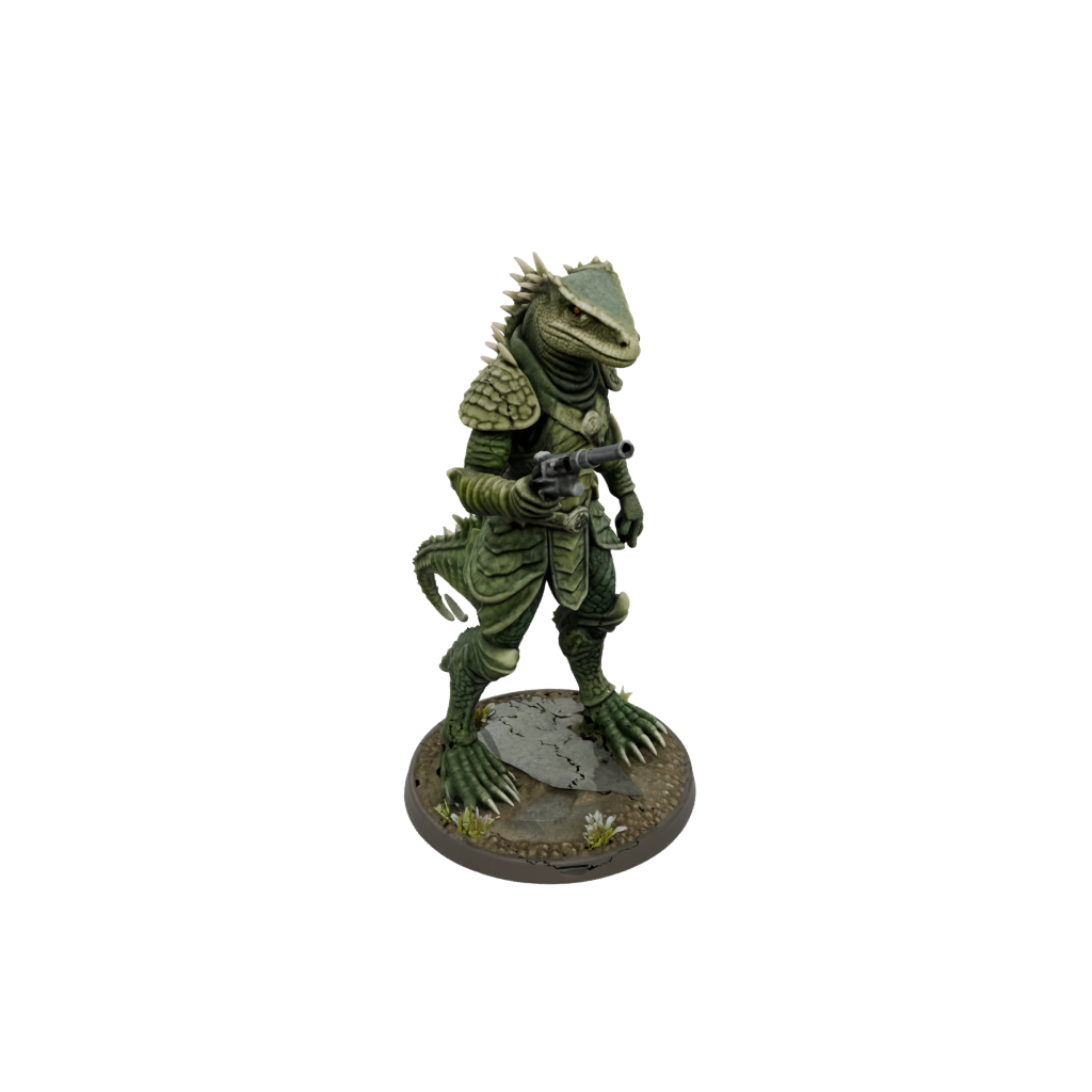 Camo Lizardfolk Hunter — tabletop minis 3D print model, STL