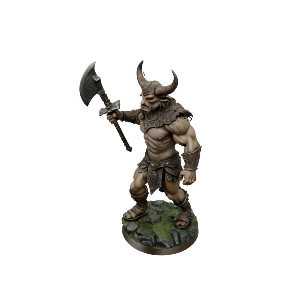 Camo Minotaur Gladiator — tabletop minis 3D print model, STL