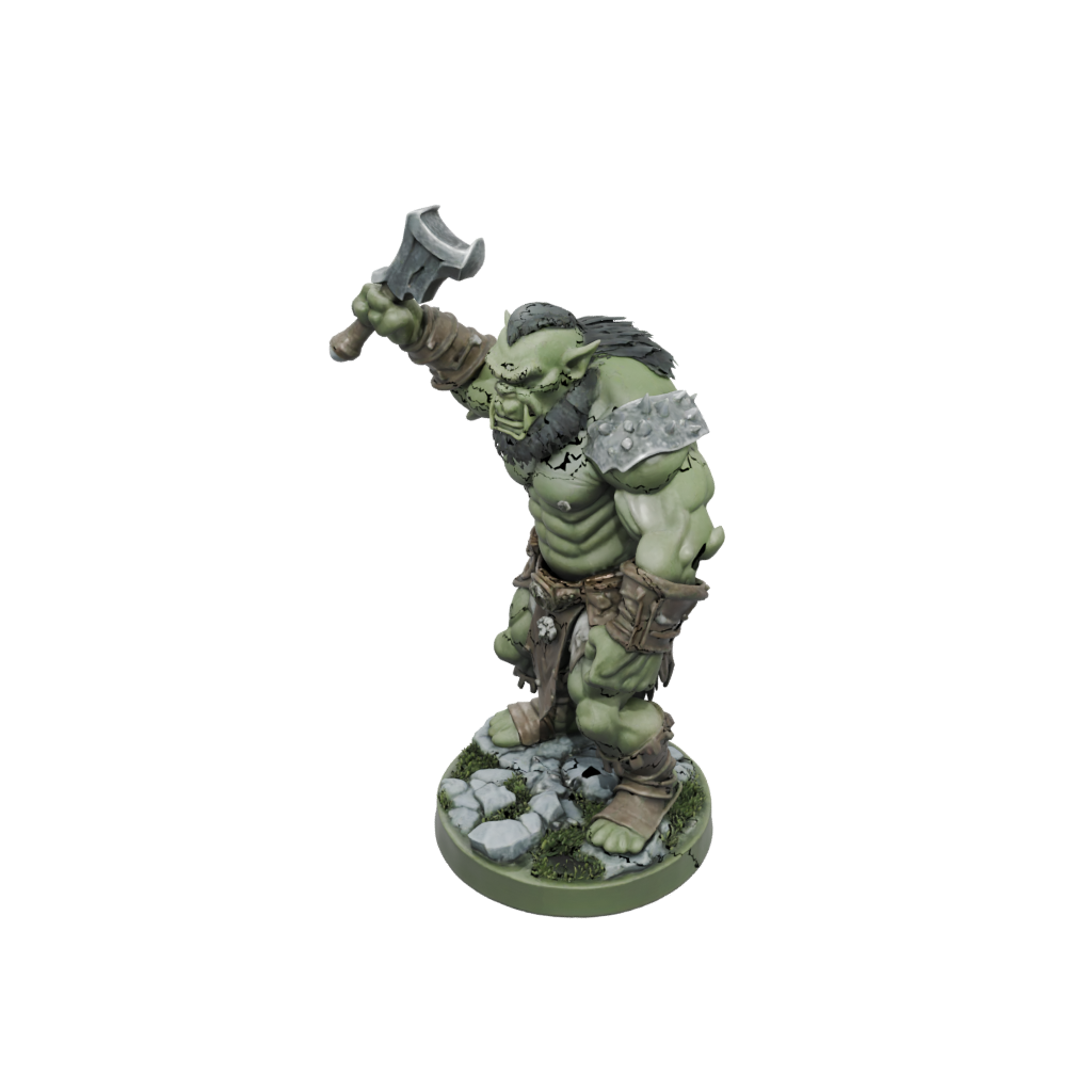 Camo Orc Brute With Cleaver — tabletop minis 3D print model, STL
