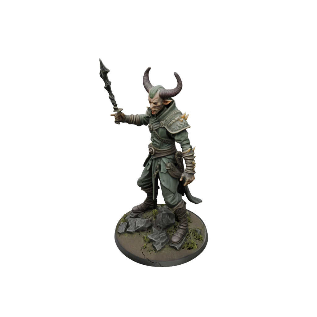 Camo Tiefling Warlock — tabletop minis 3D print model, STL
