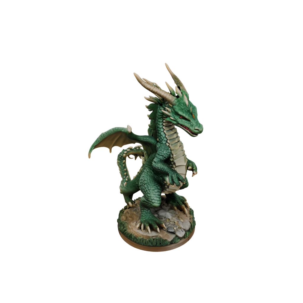 Camo Young Dragon Wyrmling — tabletop minis 3D print model, STL