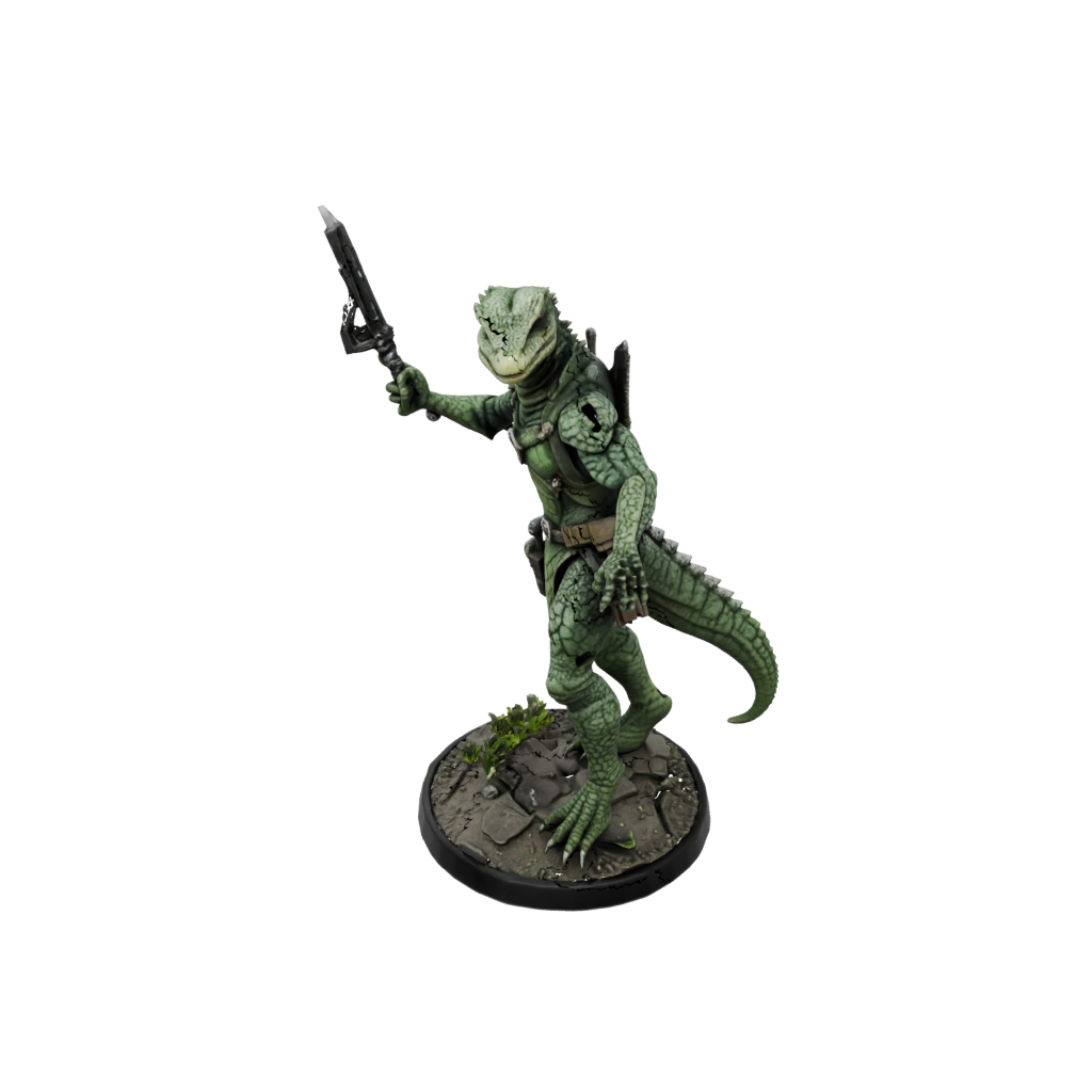 Camo Lizardfolk Hunter — tabletop minis 3D print model, STL