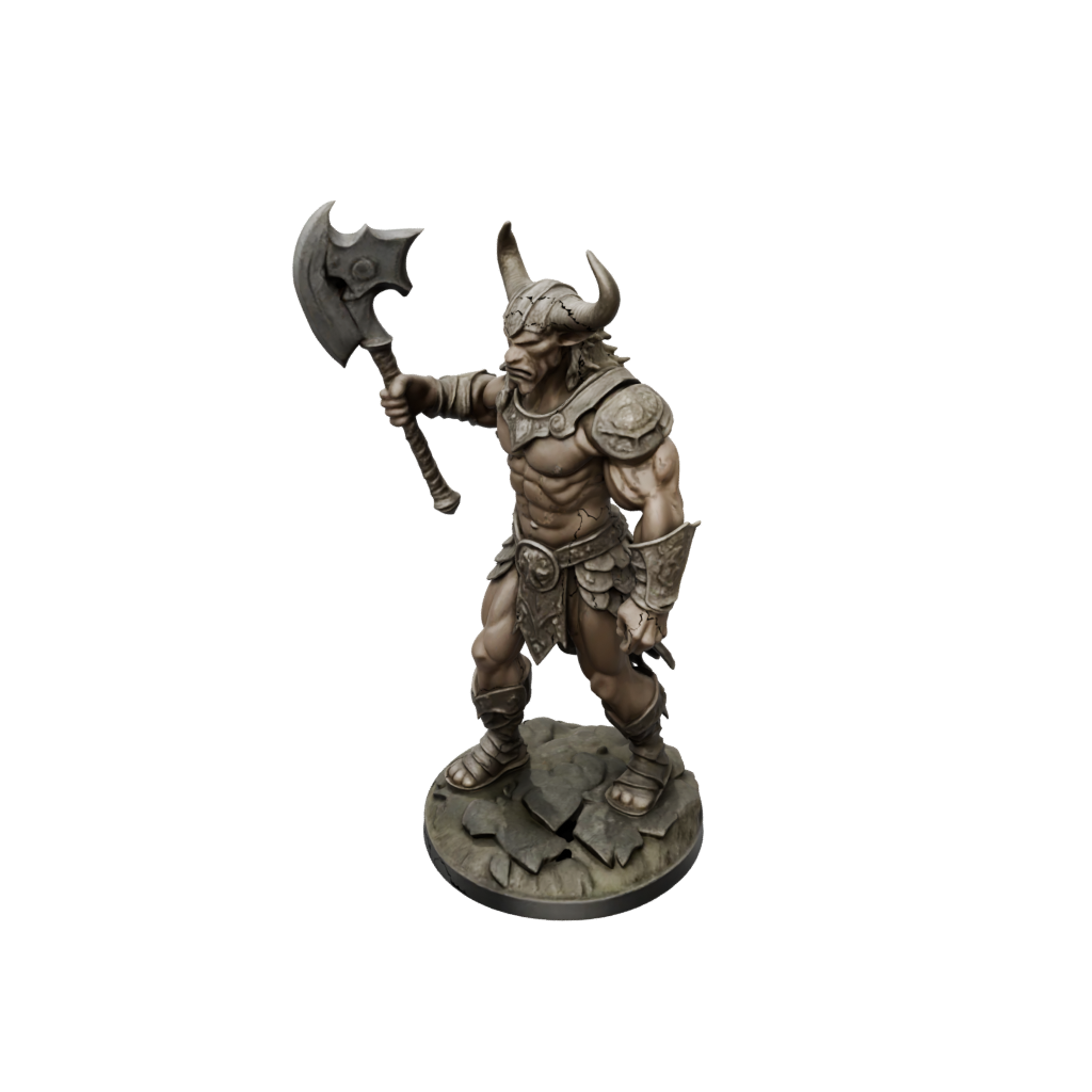 Camo Minotaur Gladiator — tabletop minis 3D print model, STL