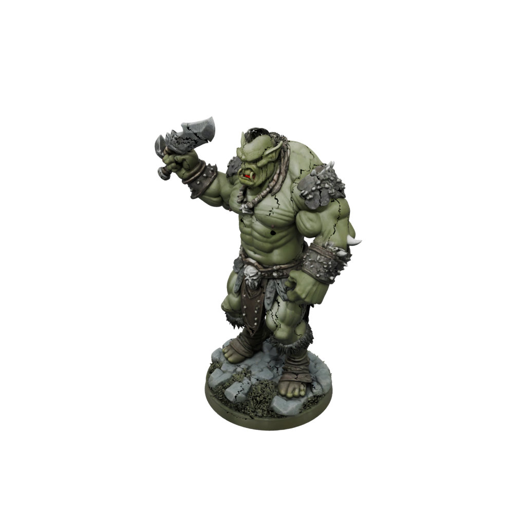 Camo Orc Brute With Cleaver — tabletop minis 3D print model, STL