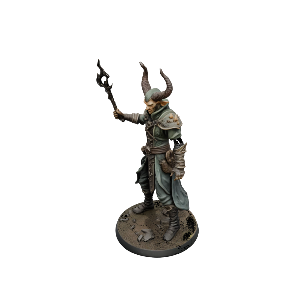 Camo Tiefling Warlock — tabletop minis 3D print model, STL