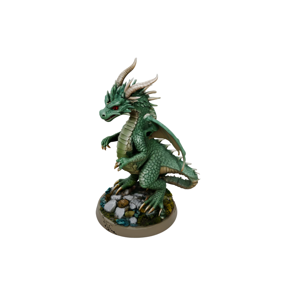 Camo Young Dragon Wyrmling — tabletop minis 3D print model, STL