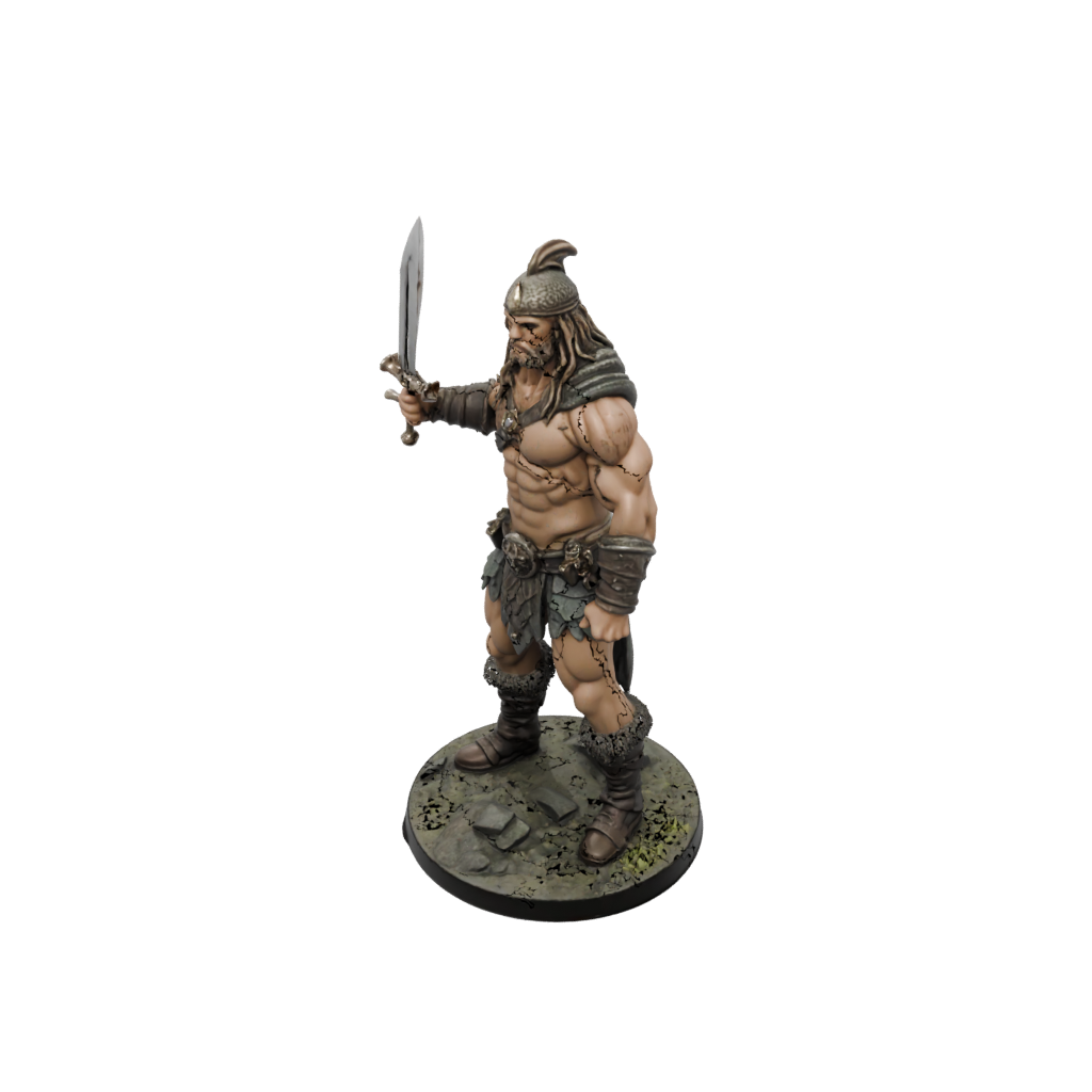 Camo Barbarian With Greatsword — tabletop minis 3D print model, STL