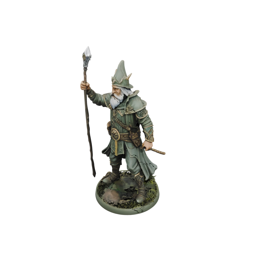 Camo Battle Wizard With Staff — tabletop minis 3D print model, STL