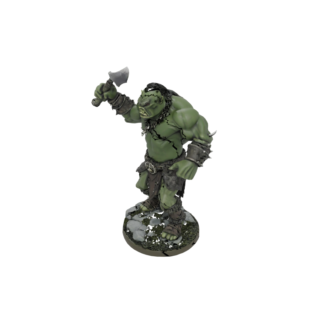Camo Orc Brute With Cleaver — tabletop minis 3D print model, STL