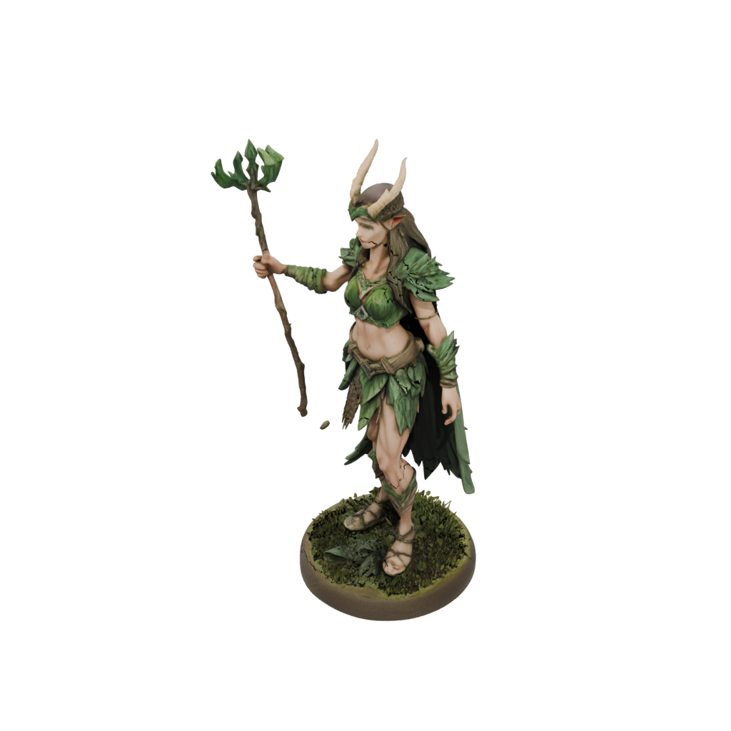 Camo Wood-Elf Druid — tabletop minis 3D print model, STL