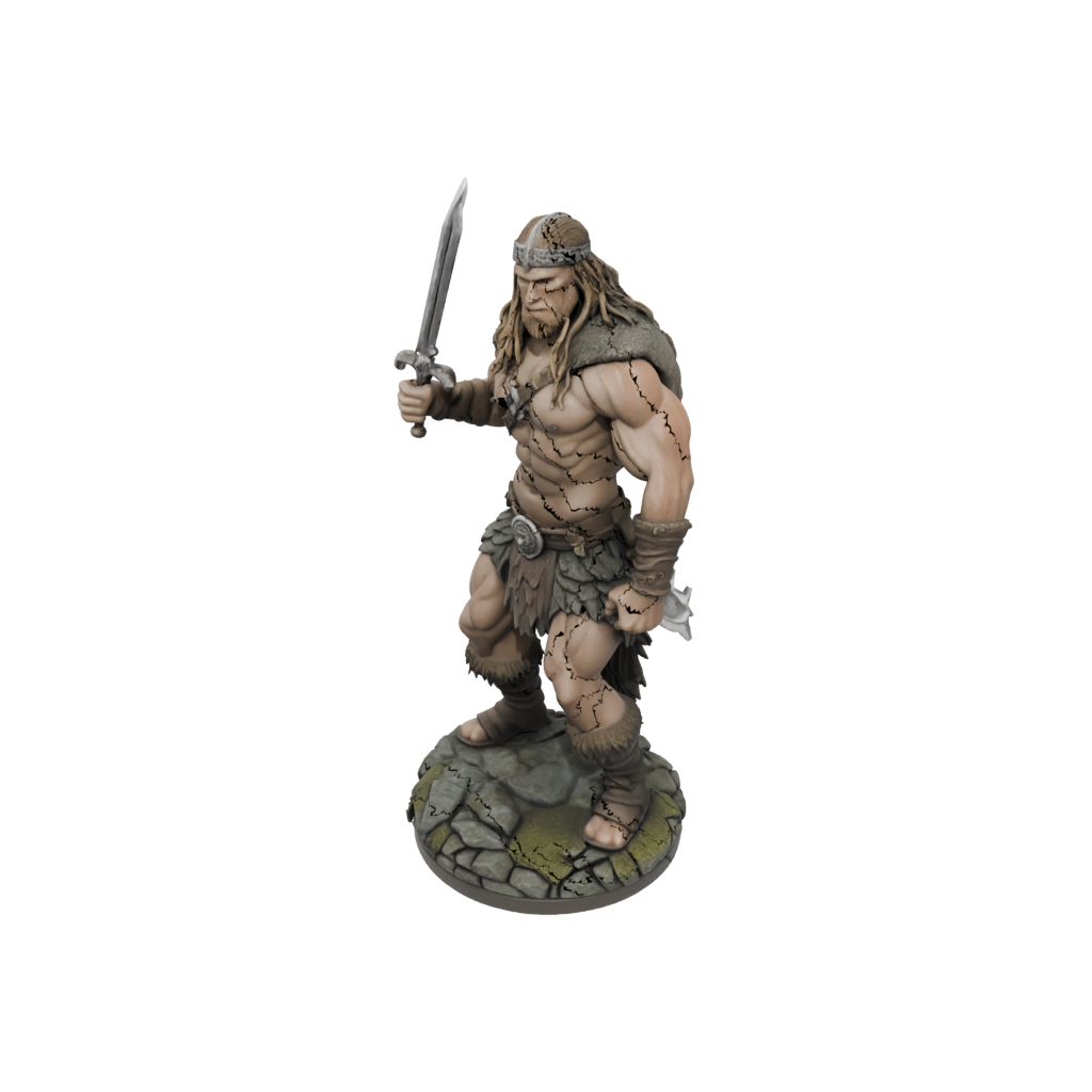 Camo Barbarian With Greatsword — tabletop minis 3D print model, STL