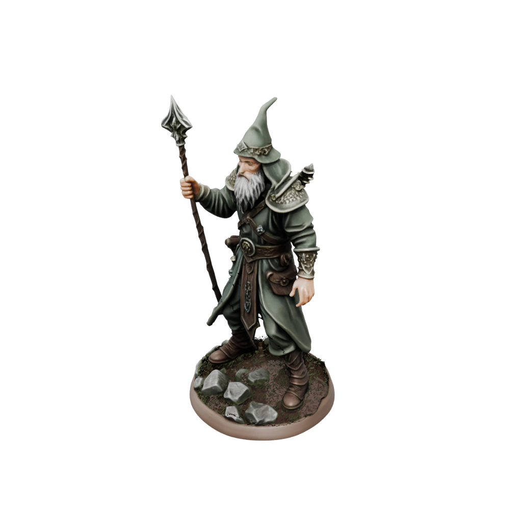 Camo Battle Wizard With Staff — tabletop minis 3D print model, STL