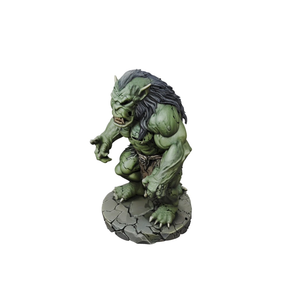 Camo Cave Troll — tabletop minis 3D print model, STL