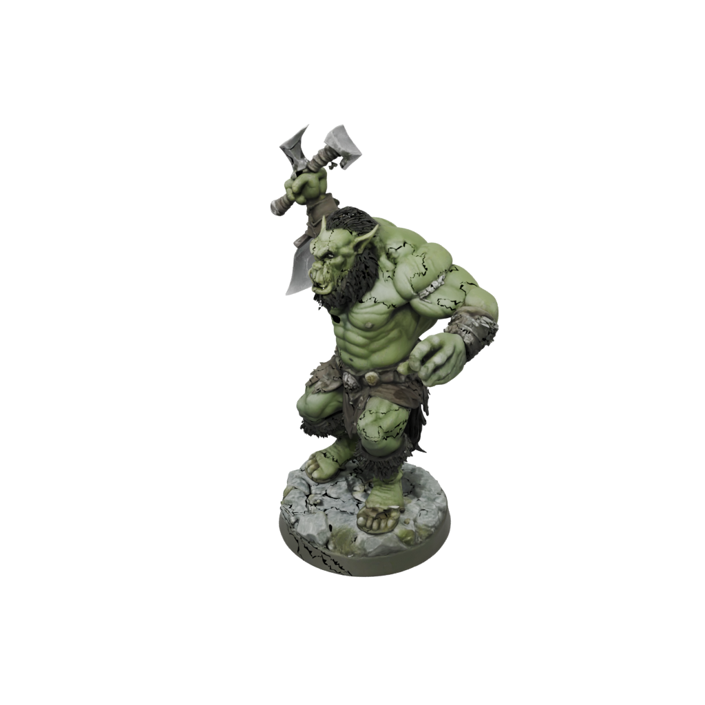 Camo Orc Brute With Cleaver — tabletop minis 3D print model, STL