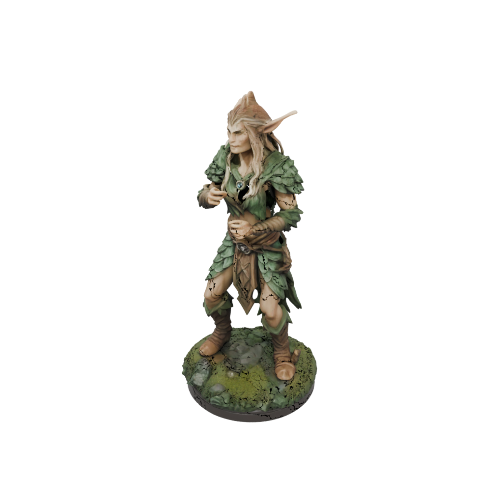 Camo Wood-Elf Druid — tabletop minis 3D print model, STL