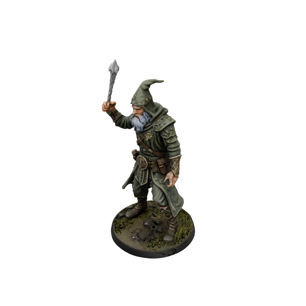 Camo Battle Wizard With Staff — tabletop minis 3D print model, STL