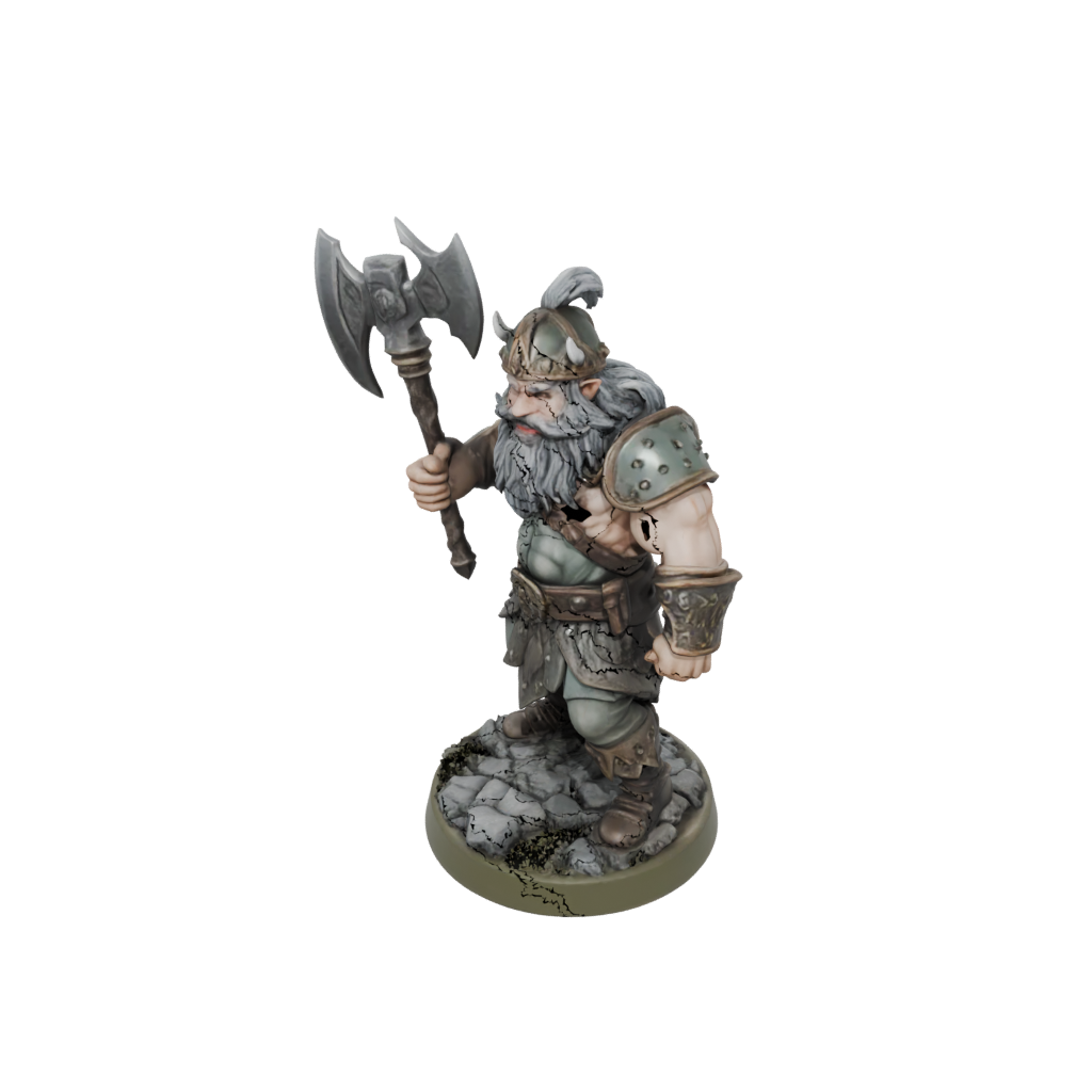 Camo Dwarf Warrior With Battleaxe