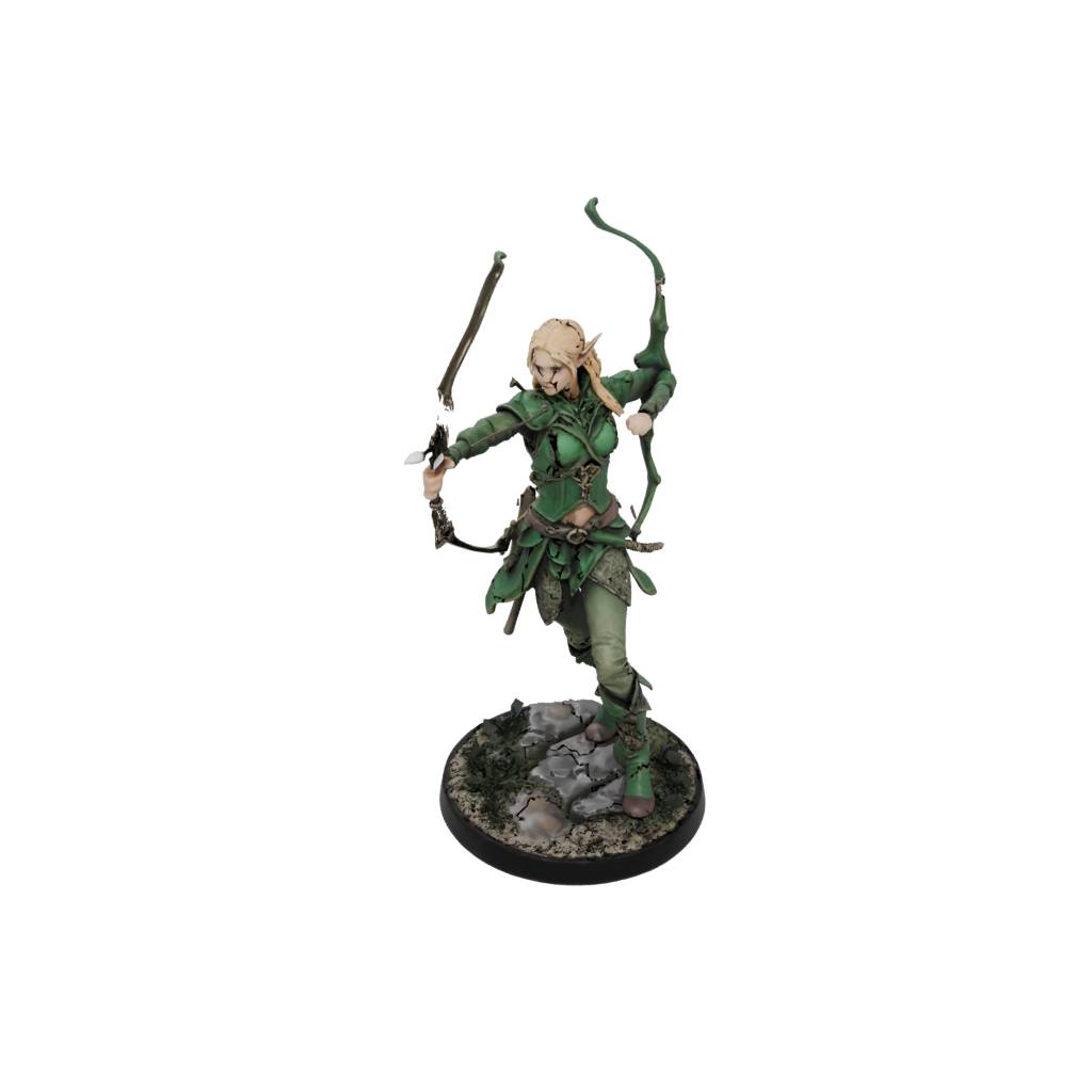 Camo Elven Ranger Archer — tabletop minis 3D print model, STL