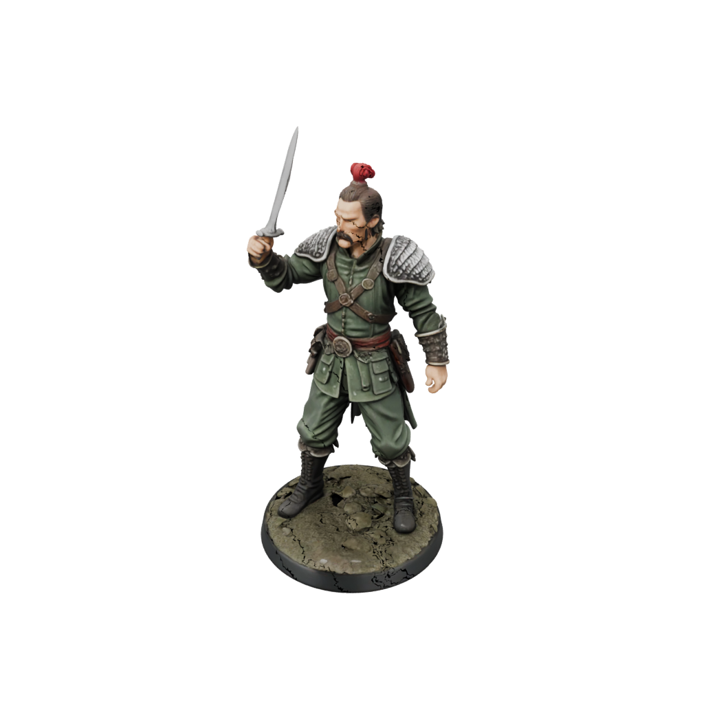 Camo Human Swordmaster — tabletop minis 3D print model, STL