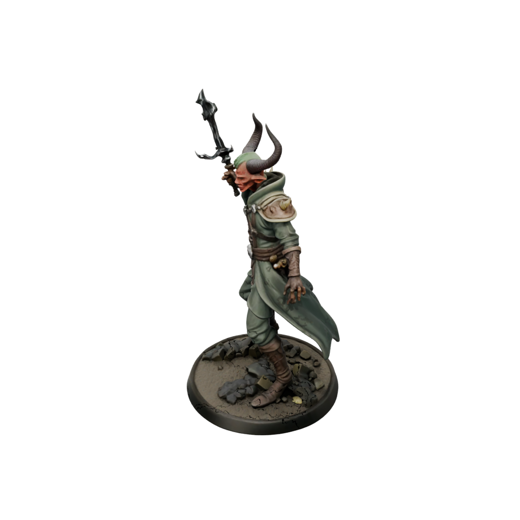 Camo Tiefling Warlock — tabletop minis 3D print model, STL