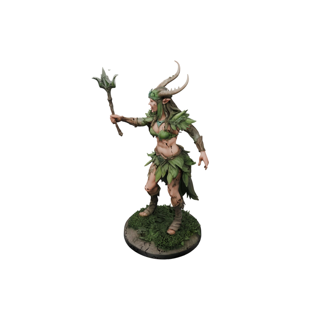 Camo Wood-Elf Druid — tabletop minis 3D print model, STL