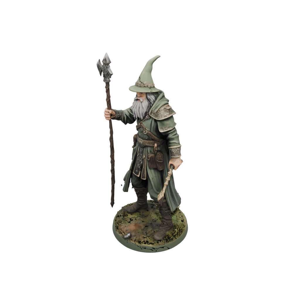 Camo Battle Wizard With Staff — tabletop minis 3D print model, STL