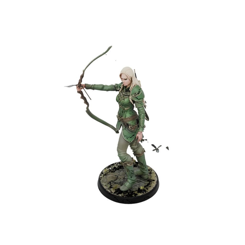 Camo Elven Ranger Archer — tabletop minis 3D print model, STL