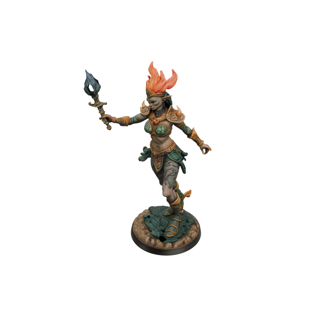 Camo Fire Genie Efreet — tabletop minis 3D print model, STL