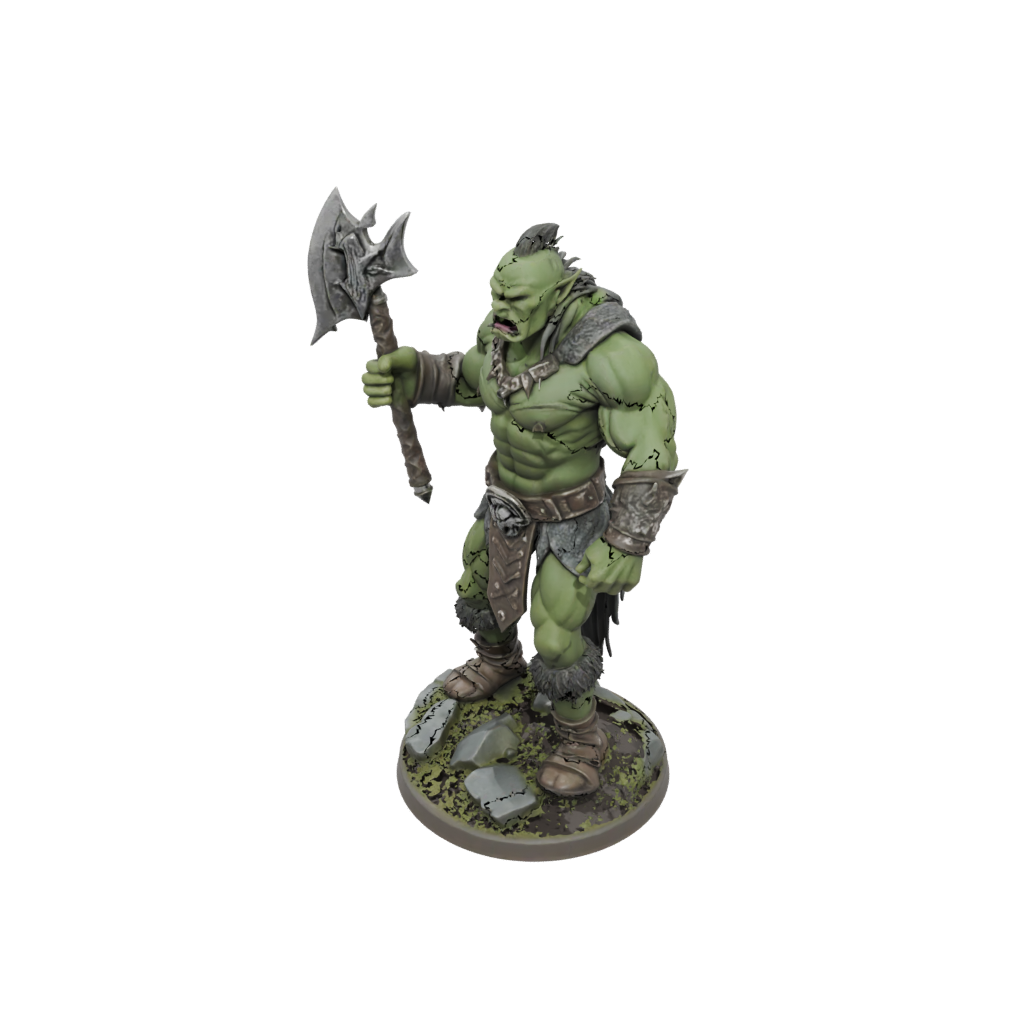 Camo Half-Orc Berserker — tabletop minis 3D print model, STL