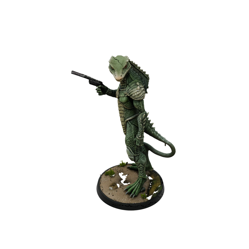 Camo Lizardfolk Hunter — tabletop minis 3D print model, STL