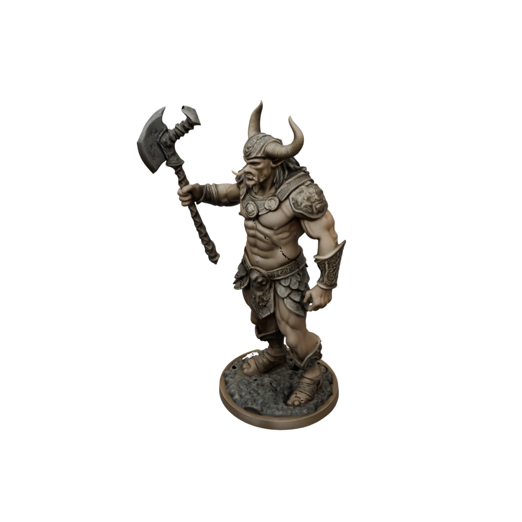 Camo Minotaur Gladiator — tabletop minis 3D print model, STL