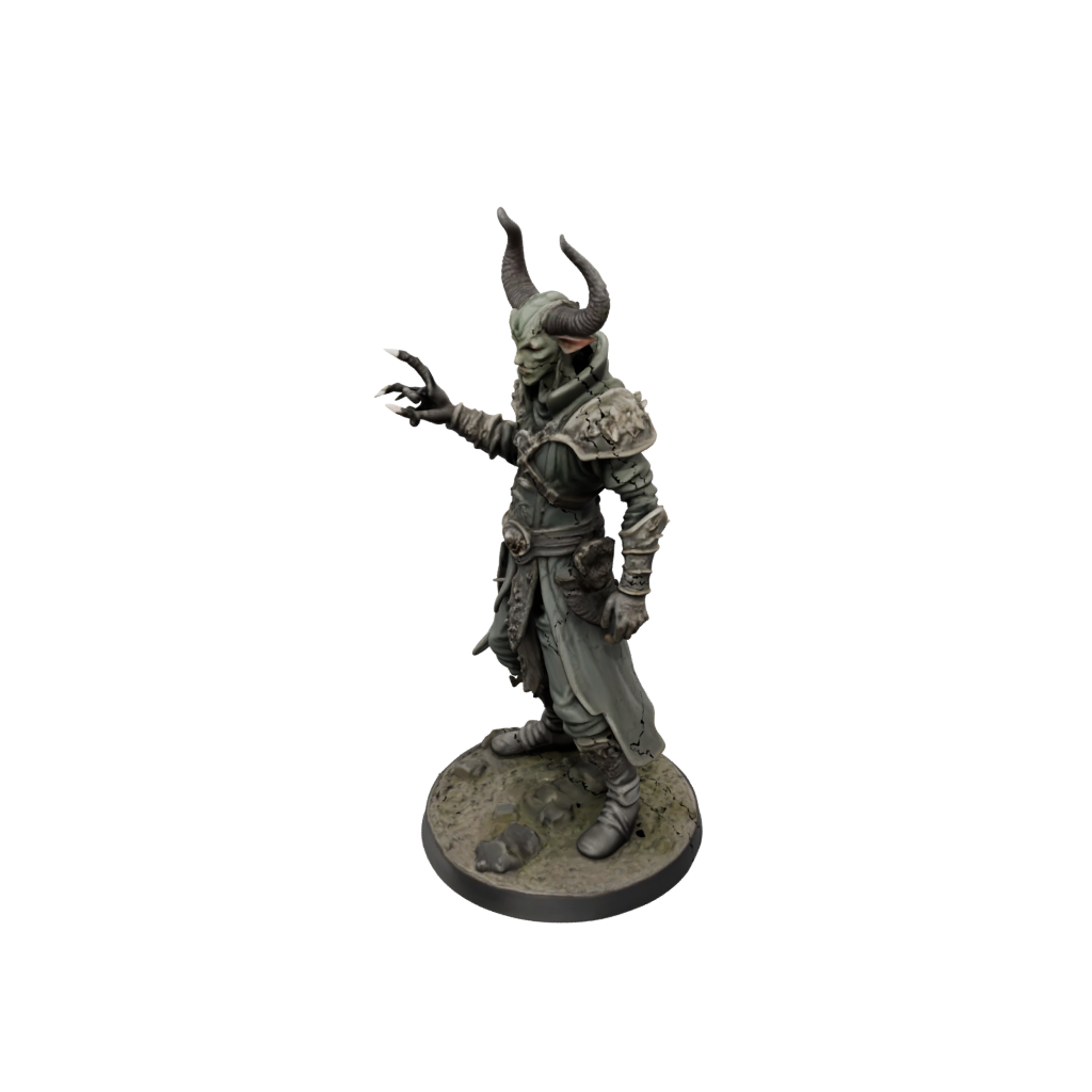 Camo Tiefling Warlock — tabletop minis 3D print model, STL