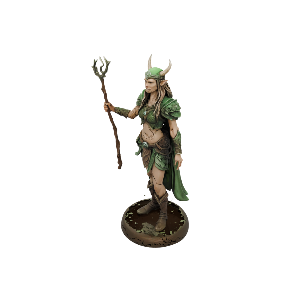 Camo Wood-Elf Druid — tabletop minis 3D print model, STL