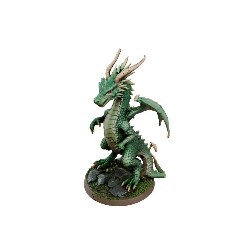 Camo Young Dragon Wyrmling — tabletop minis 3D print model, STL