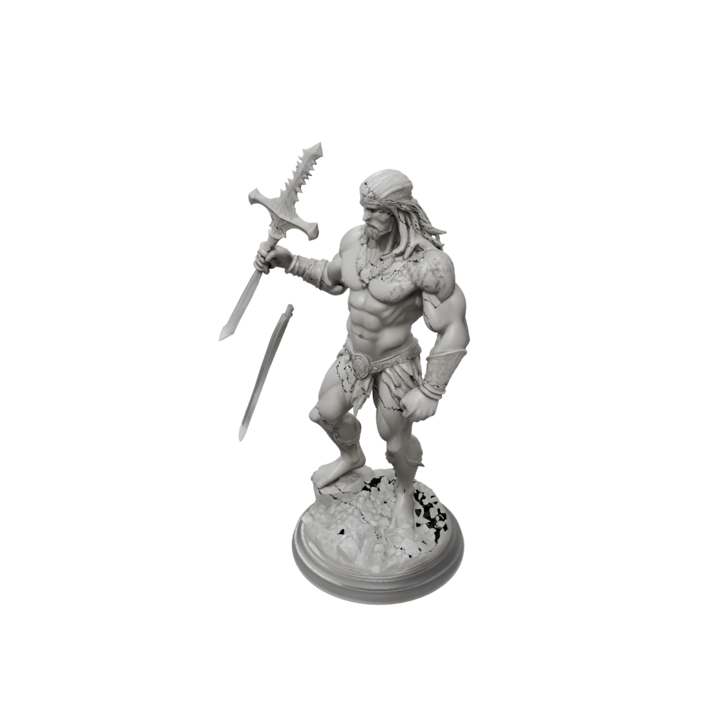 Crystal Barbarian With Greatsword — tabletop minis 3D print model, STL