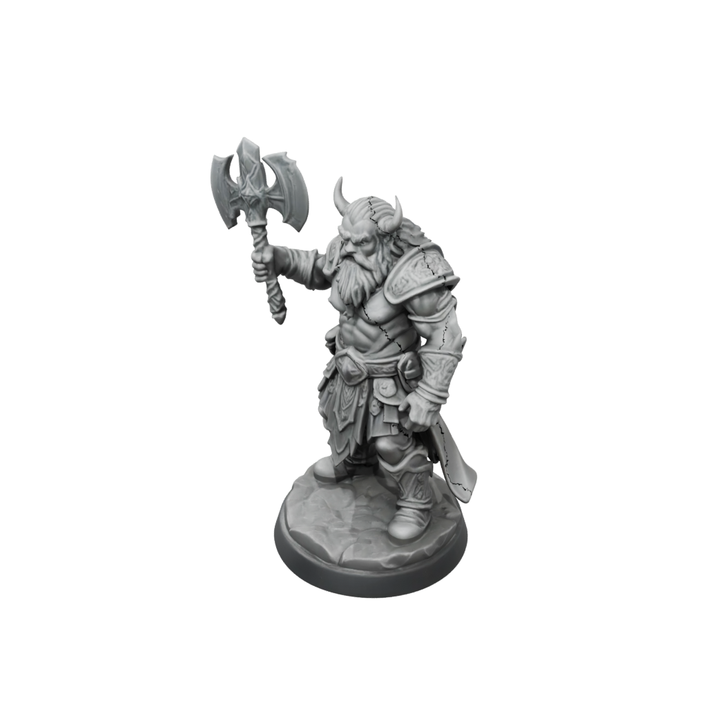 Crystal Dwarf Warrior With Battleaxe — tabletop minis 3D print model, STL