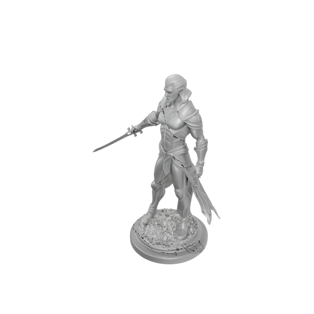 Crystal Human Swordmaster — tabletop minis 3D print model, STL