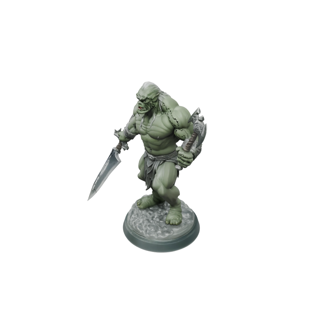 Crystal Orc Brute With Cleaver — tabletop minis 3D print model, STL