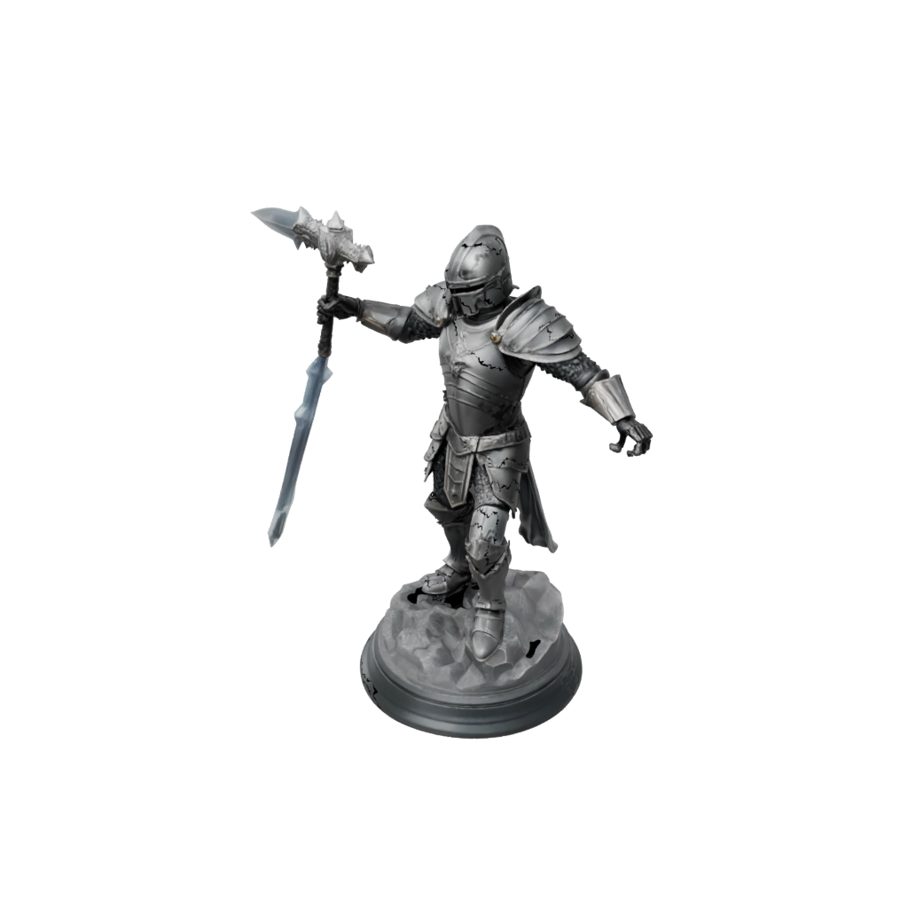 Crystal Armored Paladin With War Maul — tabletop minis 3D print model, STL