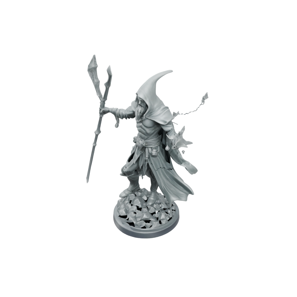Crystal Battle Wizard With Staff — tabletop minis 3D print model, STL