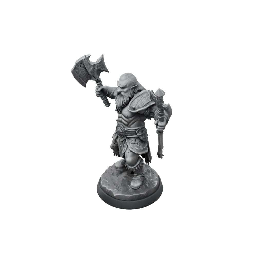 Crystal Dwarf Warrior With Battleaxe — tabletop minis 3D print model, STL