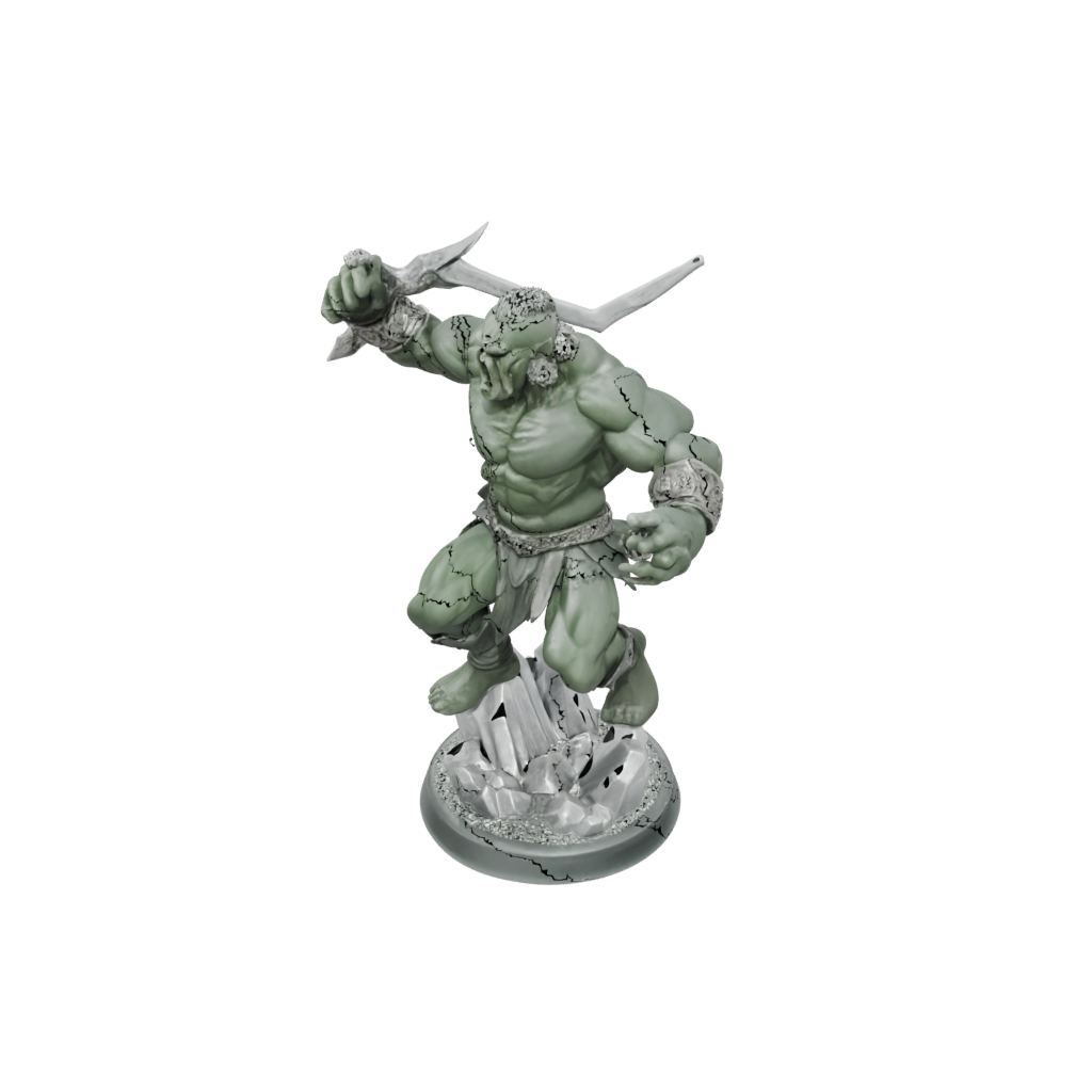 Crystal Half-Orc Berserker — tabletop minis 3D print model, STL