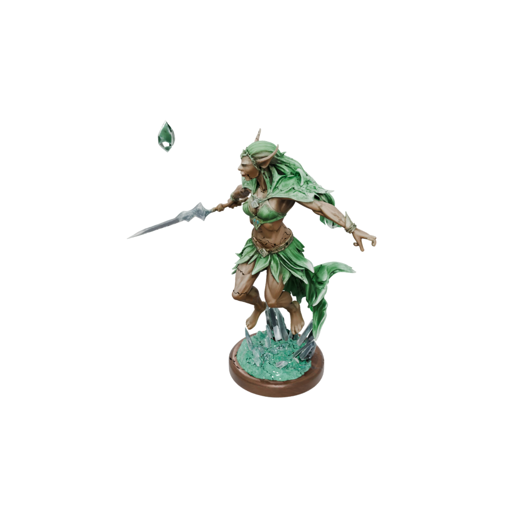 Crystal Wood-Elf Druid — tabletop minis 3D print model, STL