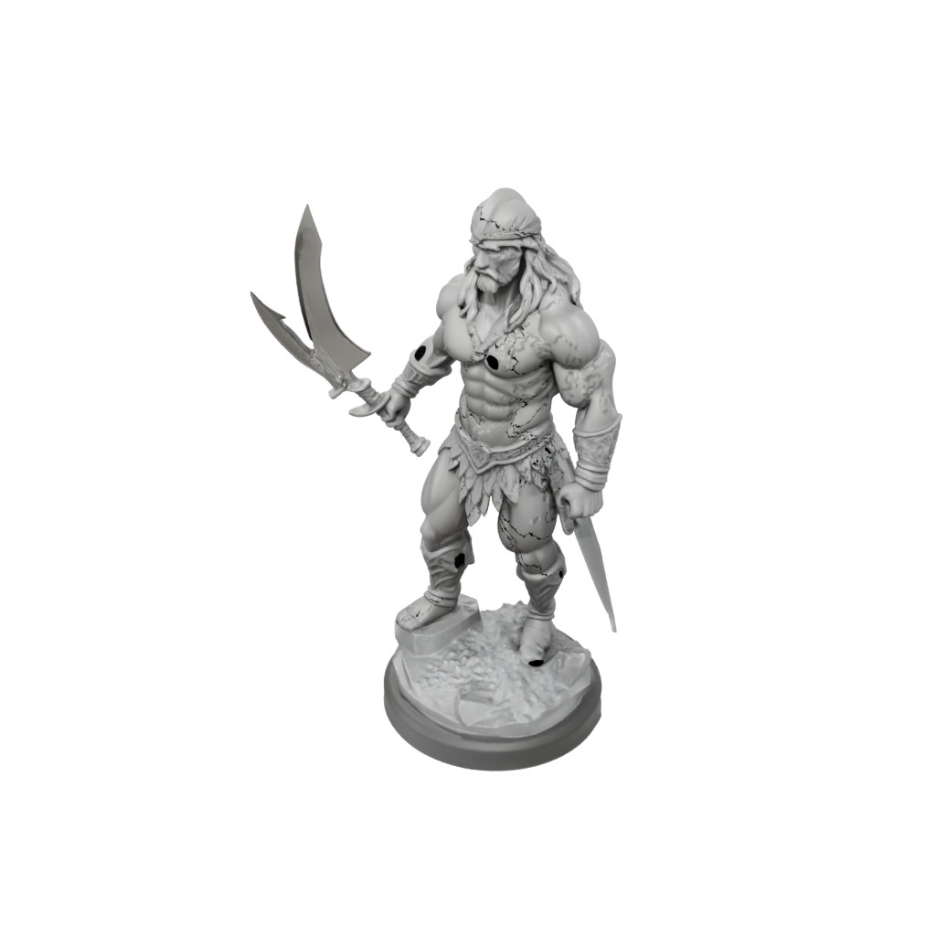Crystal Barbarian With Greatsword — tabletop minis 3D print model, STL