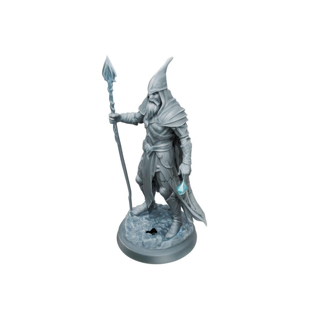 Crystal Battle Wizard With Staff — tabletop minis 3D print model, STL