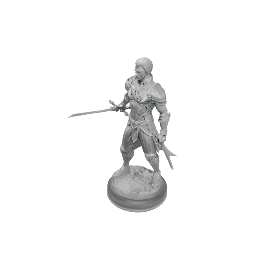 Crystal Human Swordmaster — tabletop minis 3D print model, STL