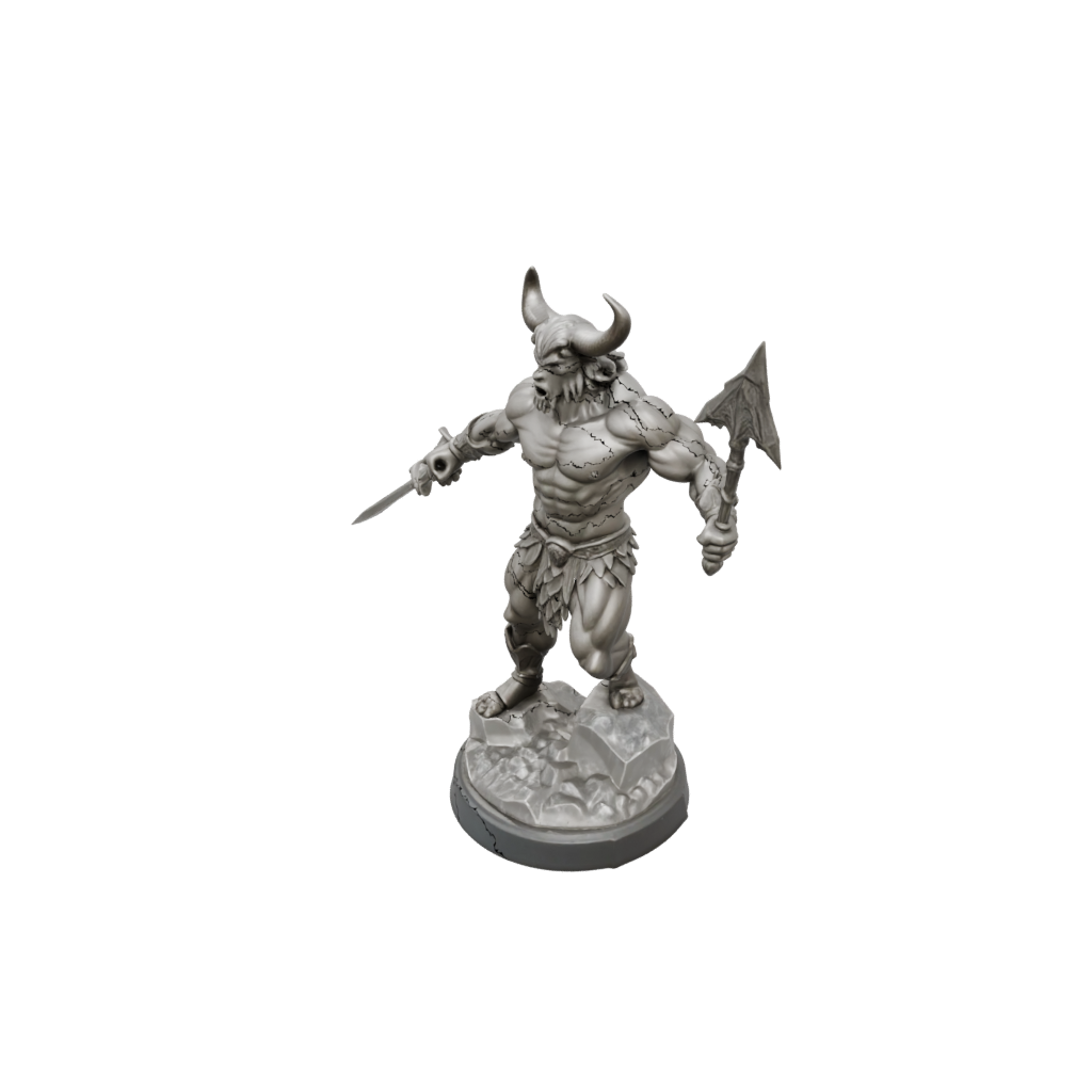 Crystal Minotaur Gladiator — tabletop minis 3D print model, STL