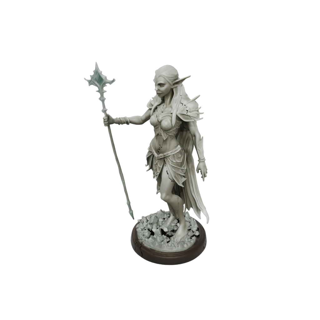 Crystal Wood-Elf Druid — tabletop minis 3D print model, STL