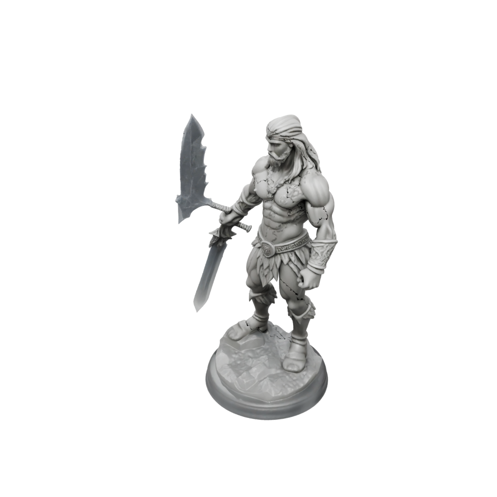 Crystal Barbarian With Greatsword — tabletop minis 3D print model, STL